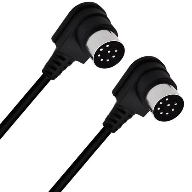 DIN 8 Pins Right Angle 90 Degree Male to Male / Female DMX MIDI Cable Microphone XLR Audio Cable Signal Control Cable