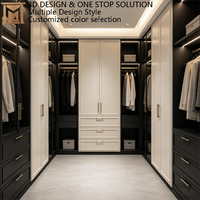 Villa de luxe de style italien, plancher en contreplaqué, armoire modulaire avec tiroirs intégrés, grande capacité, porte en verre noir