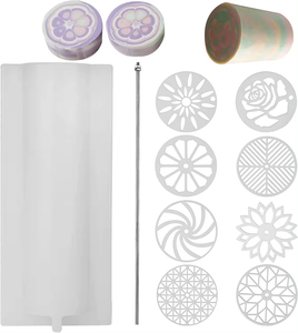 Cylindre savon moule ensemble 10 pièces kaléidoscope tirer à travers savon moule ensemble 1000ml/35oz Silicone colonne moule pour bricolage savons bougies - Product Image 1