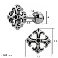 Luxe 316L roestvrijstalen Fleur-de-lis kruis oorhangers, waterdicht, verkleuringsvrij, vintage gothic piercing sieraden voor unisex