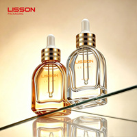 Flacon compte-gouttes en verre de 30 ml en forme d'arche pour huile essentielle avec pipette, emballage cosmétique vide pour sérum