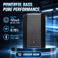 Promo Panas Loudspeaker Aktif Kayu 12 Inch 2 Way 130dB 2000W Kelas D DSP Bi Amp Bluetooth TWS untuk Pernikahan, Pertunjukan Jalanan, Pesta