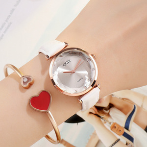 Montre pour femme avec bracelet en cuir serti de diamants haut de gamme, montre sportive et décontractée pour étudiantes, montre à quartz élégante et simple - Product Image 1