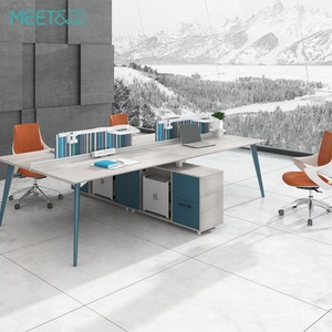 Ergonomic <b>Chair</b> Office Furniture 2 ,4 Peoples Workstation Wooden <b>Table</b> Modern Office Desks with Office Partitions Screen Cabinet - Product Image 1