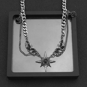 Collar con Colgante en Forma de Estrella con Decoración de Alas de Acero de Titanio, Diseño Retro Simple, Collares Unisex, Joyería de Moda - Product Image 5