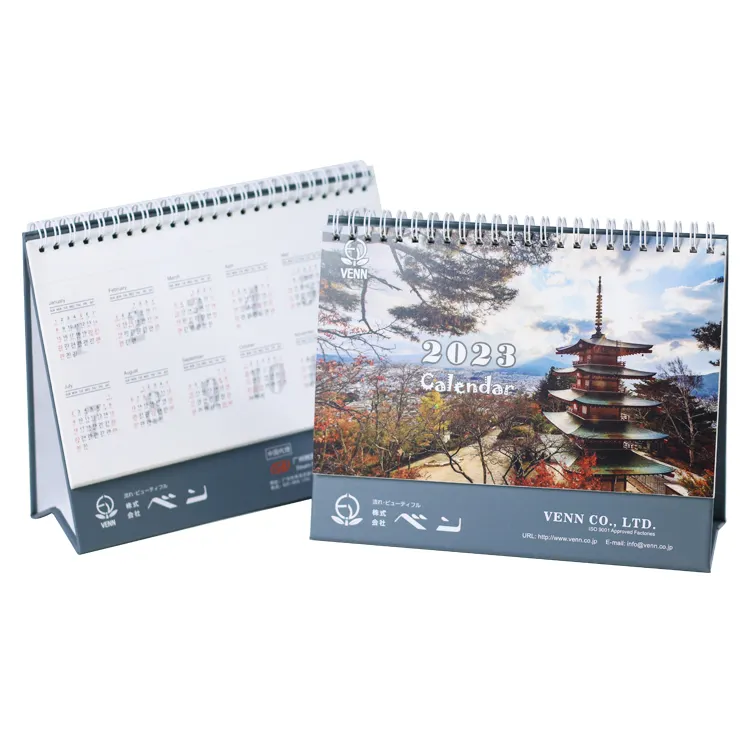 Calendario da tavolo del piano di promozione della stampa personalizzata della fabbrica di Guangzhou promemoria mensile delle vacanze calendario da tavolo 2023
