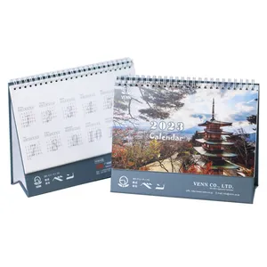 Kalender desktop rencana promosi cetak kustom pabrik Guangzhou pengingat liburan bulanan kalender meja 2023