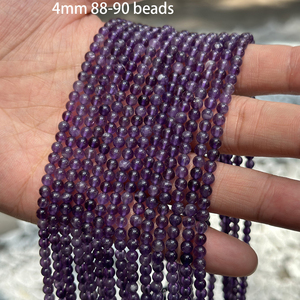 Hạt đá Amethyst tự nhiên loại A, hình tròn, kích thước 3mm <span class=keywords><strong>4mm</strong></span>, đá rời dùng làm nguyên liệu làm đồ trang sức tự chế - Product Image 2