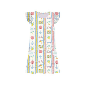 GSD3899 Vestido infantil personalizado de boutique para niña pequeña con estampado de oso y lazos rosas, vestido infantil al por mayor con mangas voladas para niña - Product Image 3