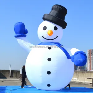 Modello di cartone animato pupazzo di neve gonfiabile decorazione esterna di natale paffuto