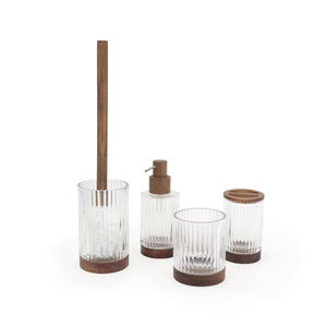 Ensemble de trois pièces personnalisé, accessoires de salle de bain écologiques, flacon de désinfectant pour les mains, <span class=keywords><strong>porte</strong></span>-<span class=keywords><strong>savon</strong></span> <span class=keywords><strong>vertical</strong></span> en verre de luxe, <span class=keywords><strong>porte</strong></span>-brosse à dents - Product Image 2