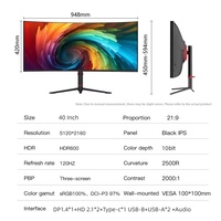 40 pulgadas 21:9 5K PC Gaming Monitor LED LCD 120HZ IPS Panel 1ms HDR600 Sync Computer Ultra Wide Monitor Gaming