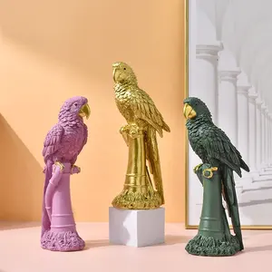 Peint à la main résine artisanat oiseau table perroquet accessoires statues décor à la maison art sculpture