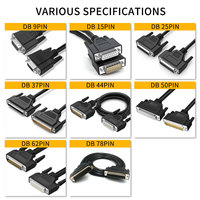 Kabel Ekstensi Data DB50 50-Pin D-Sub Sudut 180 Derajat Berkualitas Tinggi, Male ke Female, Terproteksi untuk PLC, Industri, dan Otomasi CNC