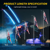 2x5FT Spiral Whip Lights, avec drapeau américain pour Sand Dune Buggy Offroad UTV ATV Polaris RZR Can-Am X3 4X4 Trucks Jeep