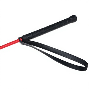 Fouet court professionnel en cuir noir de haute qualité, équipement d'entraînement équestre, modèle CTS-TB-HH pour la compétition équine et canine Costa - Product Image 2