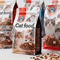 Sachets personnalisés à fond plat en Mylar de 1 kg, 2 kg, 3 kg, 5 kg, 10 kg, 15 kg, 20 kg pour aliments pour animaux de compagnie, emballage en vrac pour aliments pour chats