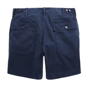 Quần short nam OG107 kiểu retro 100% cotton worsted, phong cách Mỹ, màu xanh navy, xanh lá, họa tiết xương cá, mùa hè, cúc cài, dệt trơn - Product Image 4