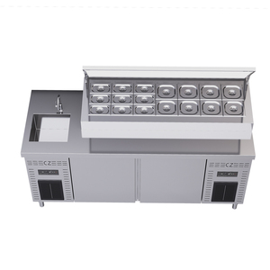 Stazione di preparazione <span class=keywords><strong>Pizza</strong></span> commerciale Workstation Sandwich <span class=keywords><strong>e</strong></span> <span class=keywords><strong>Pizza</strong></span> stazione di preparazione <span class=keywords><strong>Pizza</strong></span> espositore da banco - Product Image 1