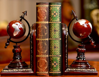 Serre-livres globe en résine, ornement décoratif artisanal pour bureau, maison et étude