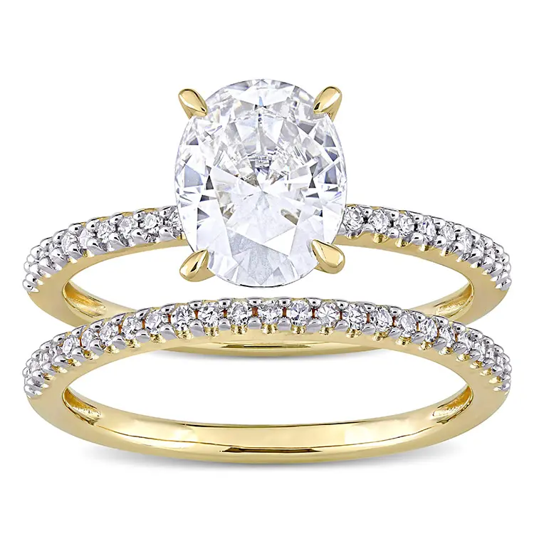MEDBOO OEM Jewelry 18k Gold Pure Gold 2Ct coppia ovale Moissanite Diamond Wedding Ring Set di gioielli