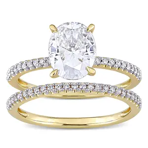 MEDBOO-Conjunto de anillo de boda de oro de 18 quilates y moissanita, anillo de oro puro de 2 quilates, ovalado, OEM