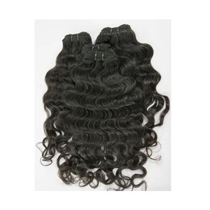 Extensions de cheveux humains naturels indiens vierges, alignés aux cuticules, de type Temple, bruts non traités, ondulés, double trame, Deep Wave, en gros - Product Image 2