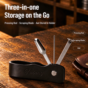 Cowhide Leather <b>Pipe</b> <b>Stand</b> Foldable Tobacco <b>Pipe</b> Holder With 3 in 1 Tamper Reamer Pick Tool Wholesale - Product Image 6