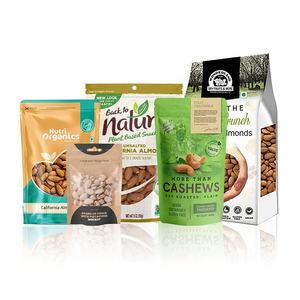 Bosheng Stock No Print Zip Lock Bolsa de papel Kraft Bolsa inferior cuadrada plana con borde lateral <span class=keywords><strong>y</strong></span> ventana - Product Image 5