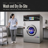 Laveuse-sécheuse combinée tout-en-un 16 kg avec écran tactile à bouton unique, paiement par carte à puce pour laverie automatique