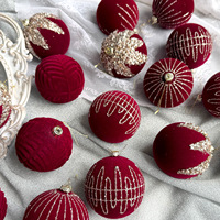 Boules de Noël en velours pailleté de haute qualité, respectueuses de l'environnement, rouge et vert, ornements de luxe à suspendre à l'arbre pour la maison pendant les fêtes