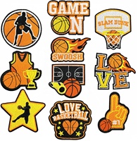 Patchs de basket-ball brodés personnalisés, thermocollants ou à coudre, pour vêtements, chapeaux, sacs - Tailles, couleurs et tissus personnalisables