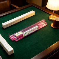 Ensemble d'accessoires de Mahjong de voyage 4 pièces, supports de tuiles de Mahjong colorés transparents antidérapants, boîte cadeau imprimée de qualité supérieure pour jeu à domicile ou en soirée