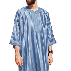 Túnica Marroquí para <span class=keywords><strong>Hombre</strong></span>, Thobe Musulmán con Bordado, Ropa Islámica, Moda Árabe Saudí, Thawb, Túnica Informal, Transpirable y Ligera, Abaya - Product Image 1