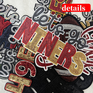 Hot Selling American Football Team Glitter Pailletten Borduurwerk Ijzer Op Doek Patch Stickers - Product Image 5