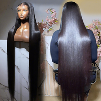 Peluca de Cabello Humano Liso Natural Vietnamita con Cutícula Alineada, Pre-Desplumada, Sin Pegamento, con Encaje Frontal HD, Súper Doble Trama