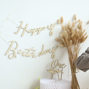Cross-border wooden <b>banner</b>, INS style Korean minimalist wooden letter <b>banner</b> party birthday <b>banner</b> decoration prop. - Product Image 2