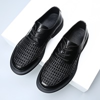 Chaussures habillées décontractées en cuir tressé pour hommes, respirantes, à lacets, faites à la main, pour le bureau