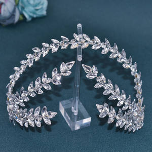 Diadema de novia americana europea, banda para el pelo con diamantes de imitación para fiestas de boda, accesorios para el cabello con forma hueca, sin presión - Product Image 2