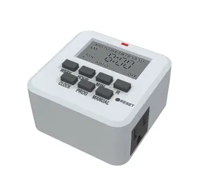 Salida de temporizador digital de 24 horas (paquete de 2), Programa de encendido/apagado, pantalla LCD, enchufe único, 125V 15A para luz de temporada, lámpara, calentador