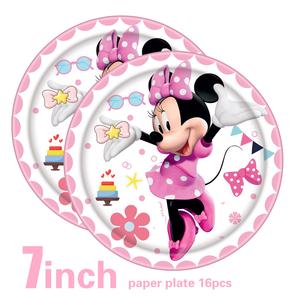 Fournitures de décoration de fête d'anniversaire <span class=keywords><strong>Minnie</strong></span> Mouse personnalisées pour 16 invités, avec bannière, nappe, assiettes jetables - Product Image 6