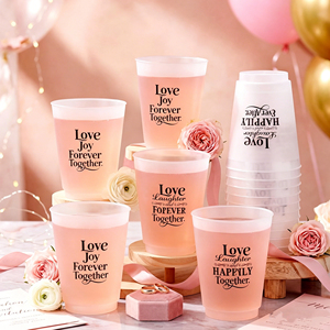 Gobelets personnalisés jetables en <span class=keywords><strong>plastique</strong></span> avec initiales, 12 oz, pour mariage, réception de mariage, baby shower, fête d'<span class=keywords><strong>anniversaire</strong></span> - Product Image 3