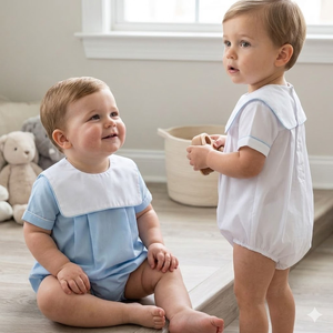 Personalisierter Baby-Jungen Klassischer Kurzarm-Strampler Monogrammierter Sommer-Baumwoll-Bodysuit für Neugeborene Großhandel - Product Image 1
