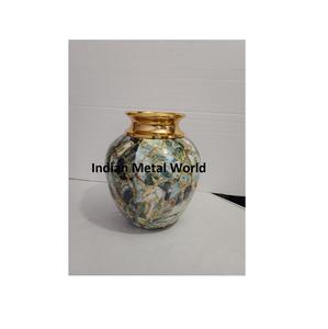 Vases à fleurs Vase décoratif au design martelé en métal avec marbre Vases à fleurs de haute qualité Nouveaux styles de qualité - Product Image 2