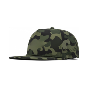 OEM ODM estructurado 5 paneles corte láser agujero perforado sombrero ala plana camuflaje impermeable personalizado en blanco cuerda gorras de golf para correr - Product Image 3