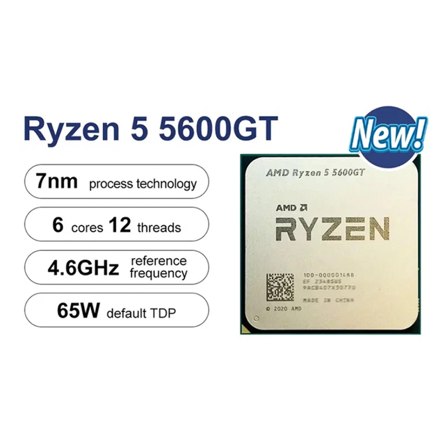 New CPU for for 5 5600GT 6-Core 12-Thread 3.6GHz Desktop Processor Integrated Radeon Graphics 16MB L3 Cache Socket AM4