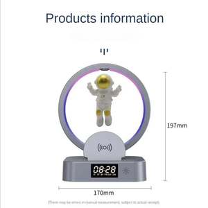 Tốt nhất LED ngọn lửa loa từ levitation loa với RGB LED thay đổi màu sắc Phi Hành Gia <span class=keywords><strong>maglev</strong></span> loa đồng hồ Máy tính để bàn trang trí - Product Image 2