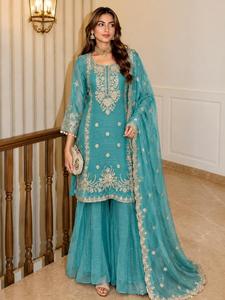 Ensemble Sharara de Soirée Tendance avec Dupatta pour Femme – Tenue Ethnique Indienne pour Mariage, Réception, Fête, Festival – Vente en Gros - Product Image 1