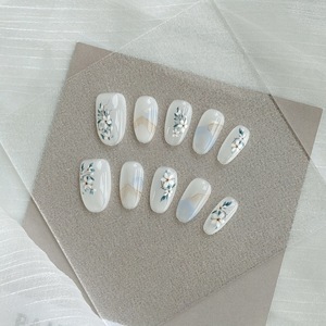 <span class=keywords><strong>Faux</strong></span> <span class=keywords><strong>Ongles</strong></span> de Luxe en Acrylique Rose, Motif Amande 3D, Design Français, Forme Cercueil Carré, Vente en Gros - Product Image 5
