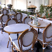 Chaise de bistrot empilable en rotin tressé pour patio, style Paris, en bambou, pour salle à manger, mobilier d'extérieur moderne